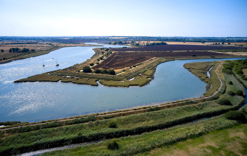 River with river banks from a birds eye view